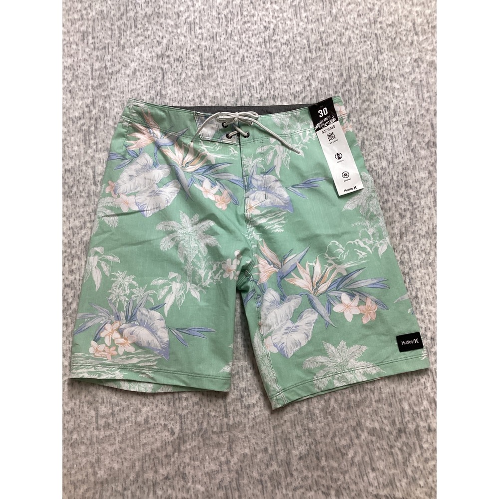 Hurley Phantom Naturals Board Shorts Mens 30 Green Tropical Floral Swim Trunks